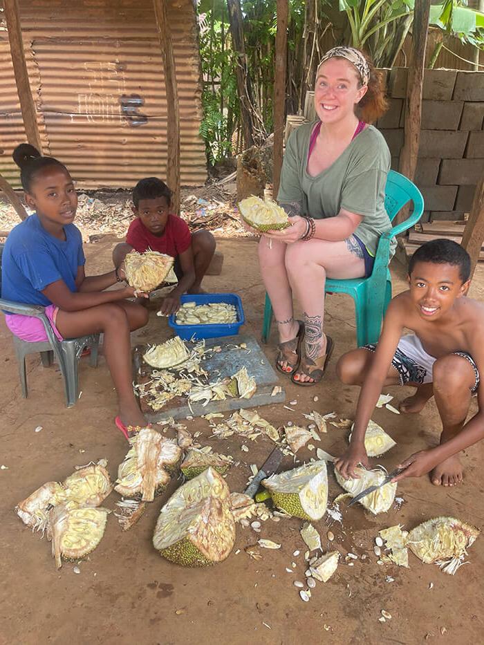 Mackenzie Hafer with village children