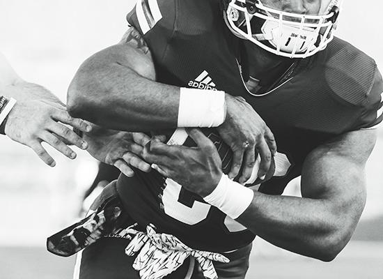 Closeup of 澳门新普京注册 football player in action